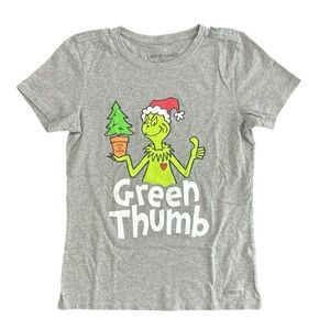 Life Is Good Gray T-Shirt Green Thumb Graphic Short Sleeve tee